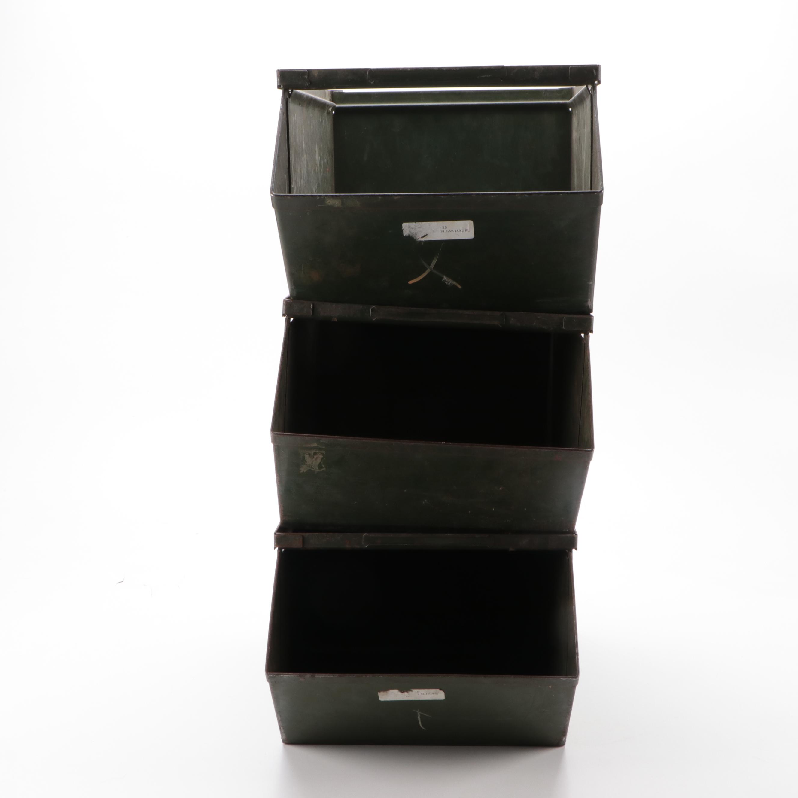 Stackbin Corp. Military Green Pressed Steel Stackable Storage Bins | EBTH