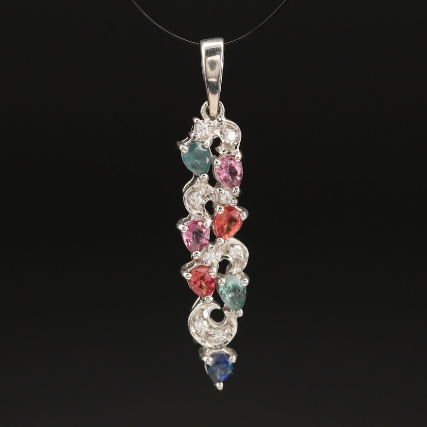 Sterling Pendant Including Tourmaline, Sapphire and Zircon