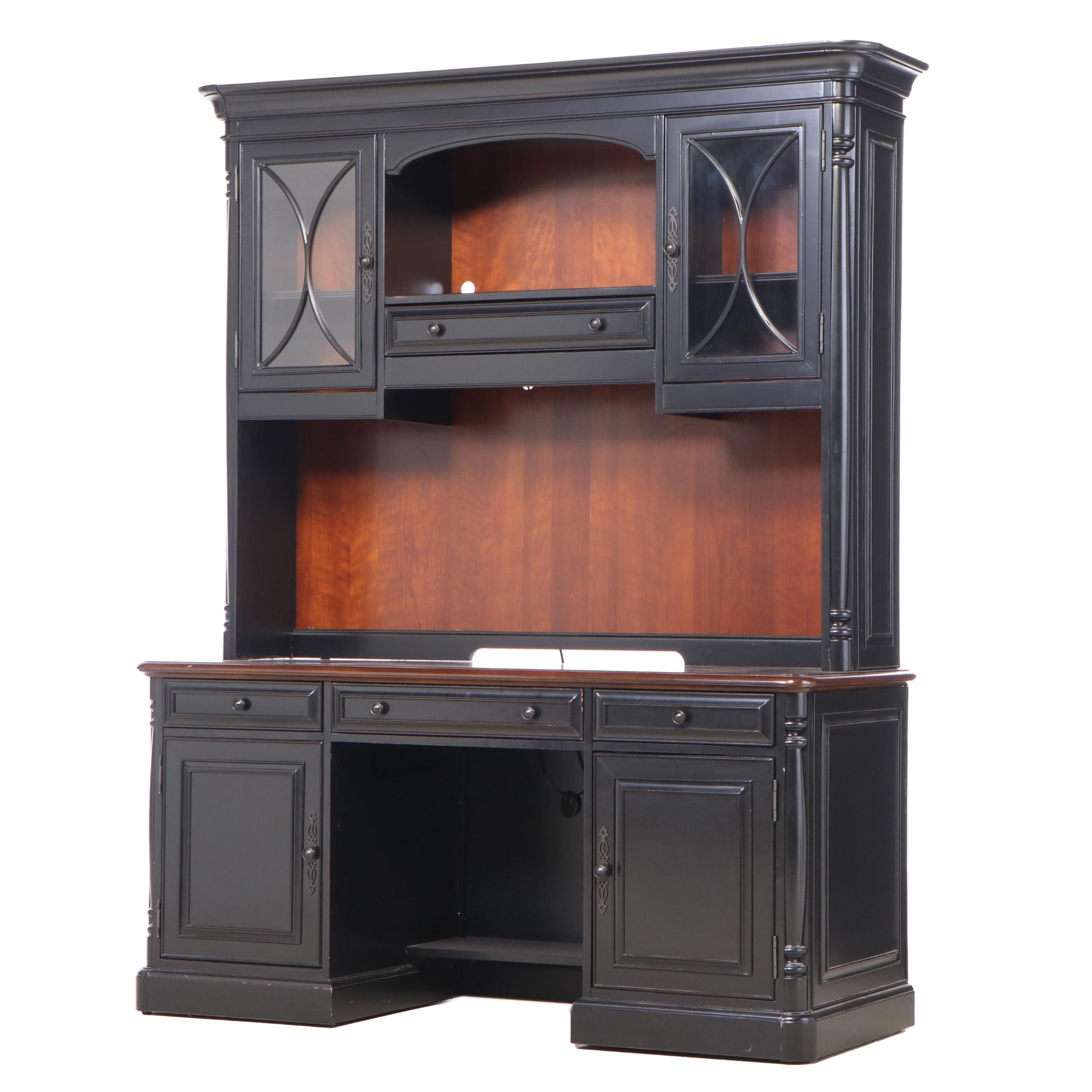 Havertys "Westbury" Cherrywood and ParcelEbonized Desk with Hutch EBTH