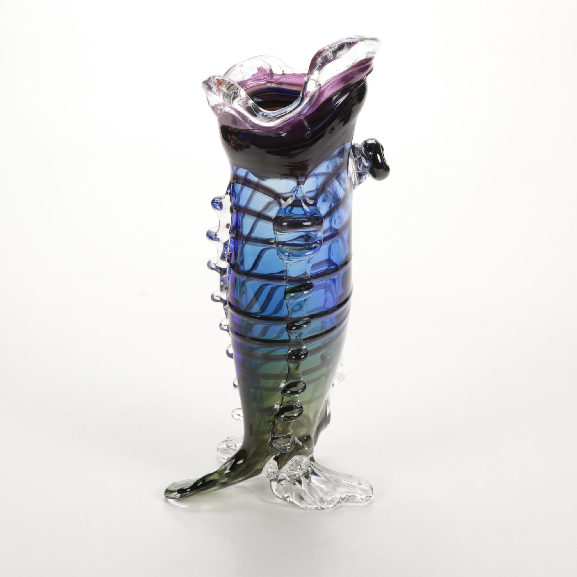 Handblown Art Glass Fish Shaped Vase, 2000 EBTH