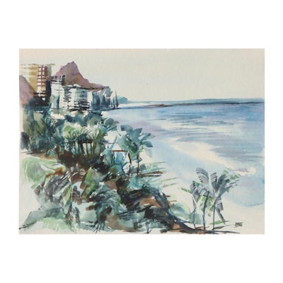 Margaret Voelker-Ferrier Beach Landscape Watercolor Painting