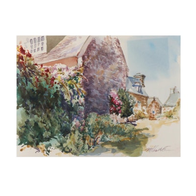 Margaret Voelker-Ferrier Cottage Landscape Watercolor Painting