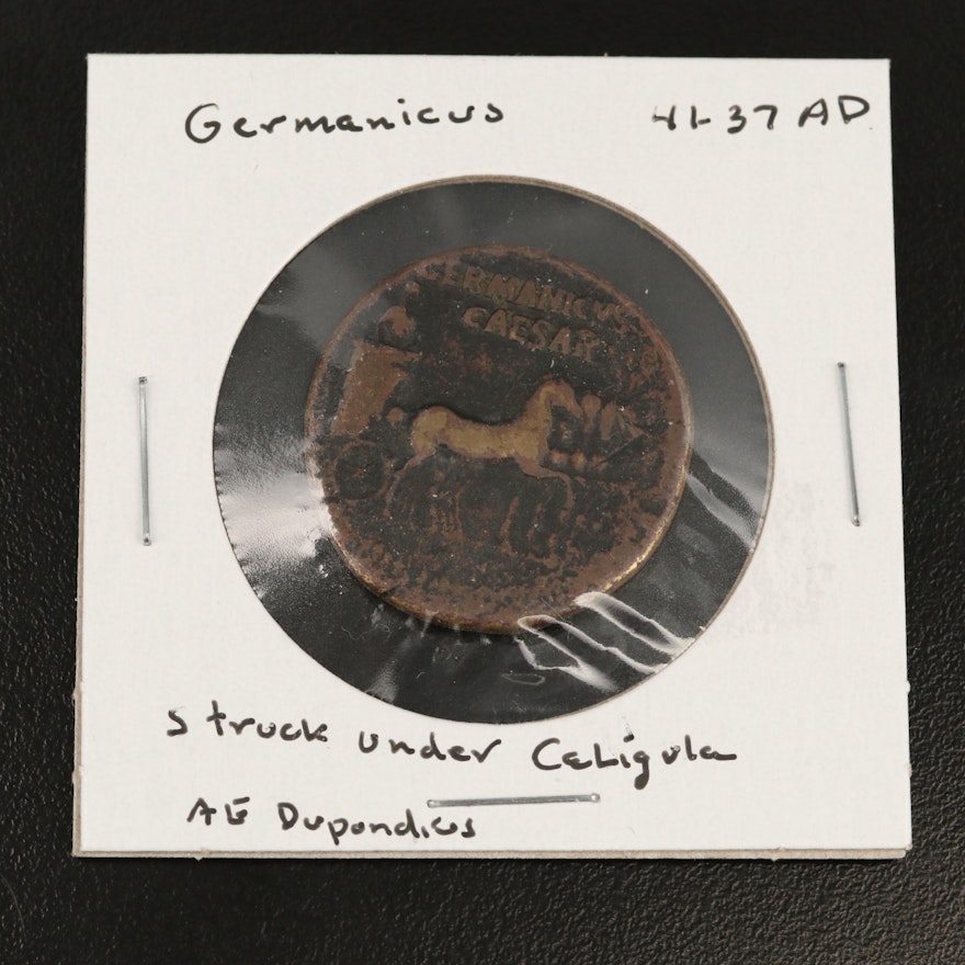 Ancient Germanicus Dupondius Struck Under Caligula, 37–41 AD