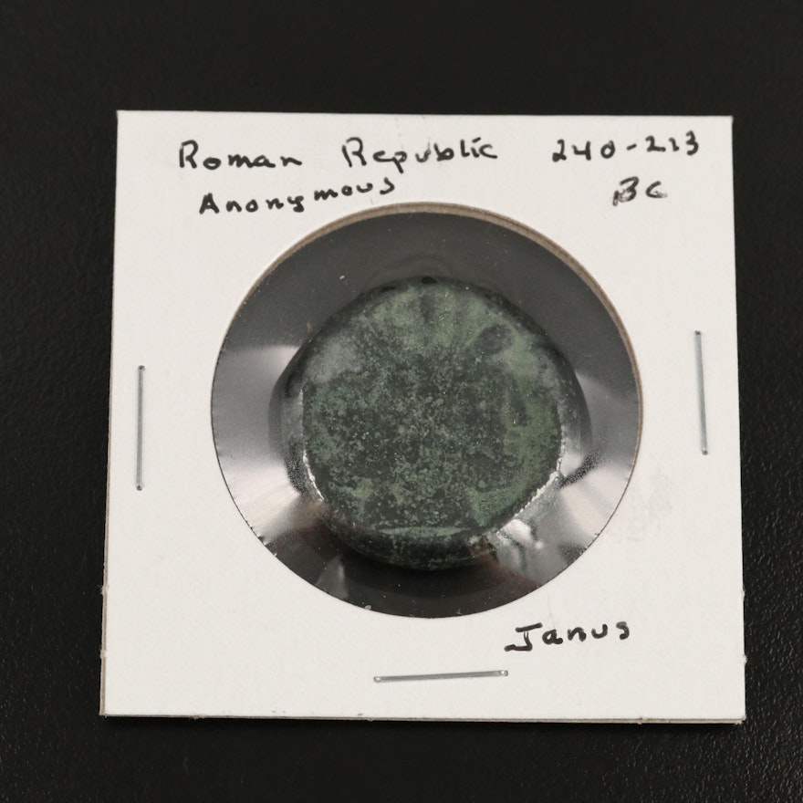 Ancient Roman Republic Bronze Coin, 240–213 BC