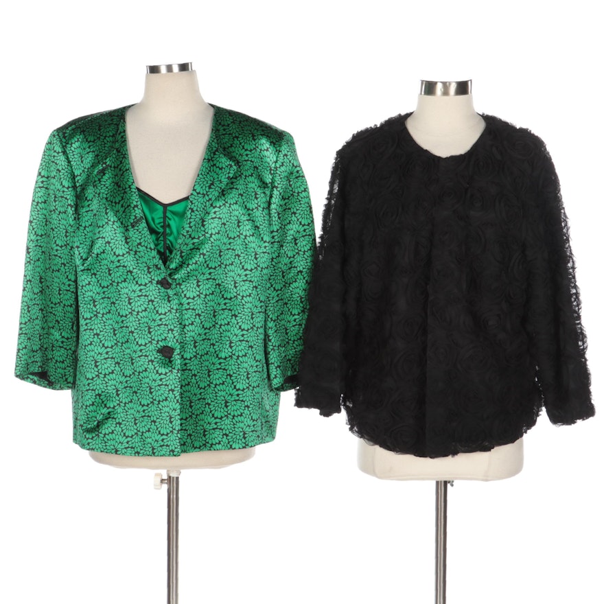 Doncaster Foliate and Rosette Jackets with Green Satin Camisole
