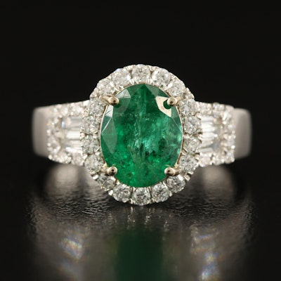 14K 2.08 CT Emerald and Diamond Ring
