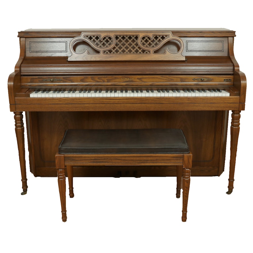 Kimball Artist Console Piano with Storage Bench