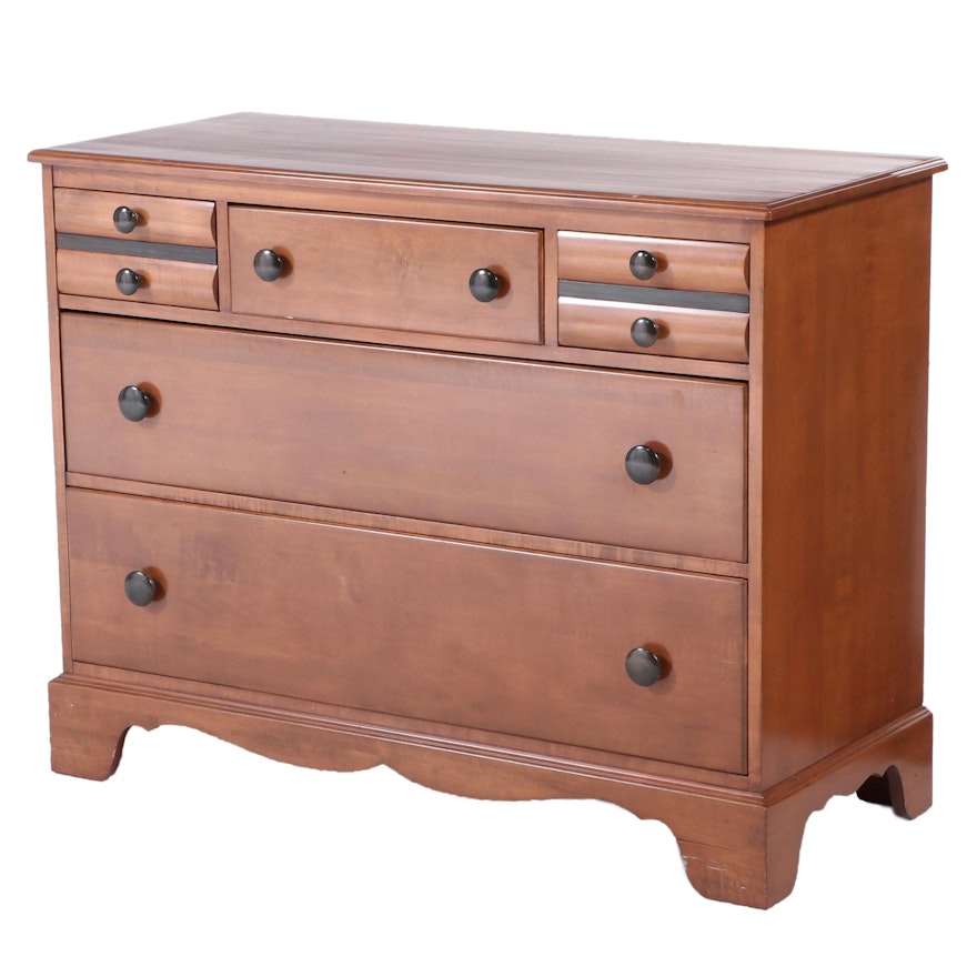 Federal Style Parcel-Ebonized Maple Five-Drawer Chest, Mid-20th Century