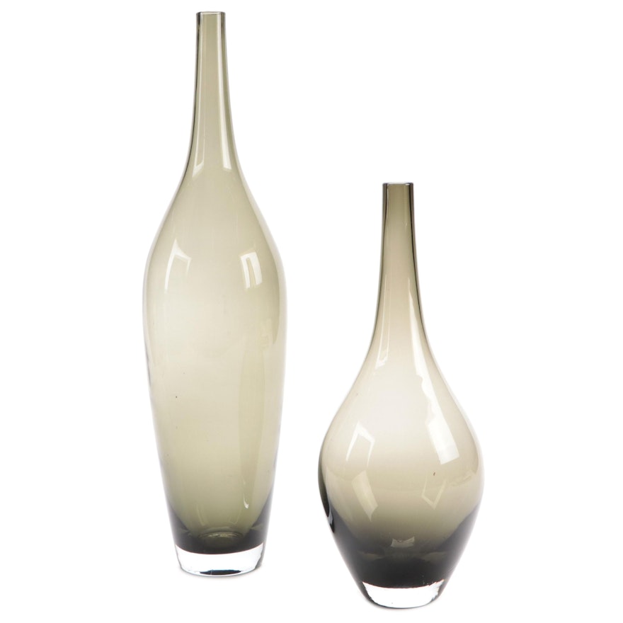 Smoky Brown Blown Glass Vases