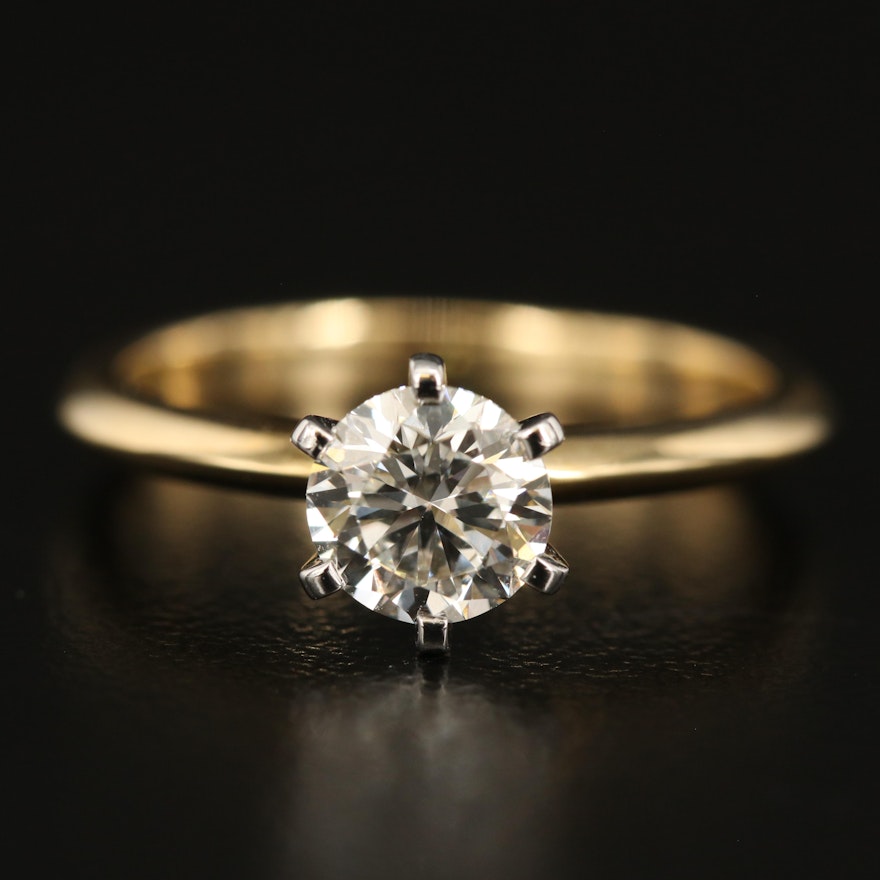 18K Gold 0.93 CT Diamond Solitaire Ring