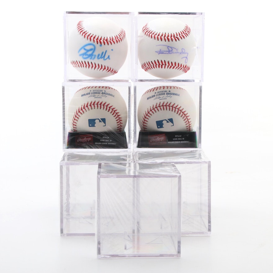 Ron Guidry and Lee Mazzilli Signed Adidas Baseballs with Sealed Ball Holders
