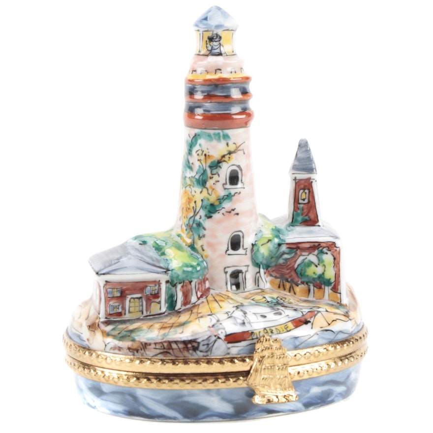 Sinclair Lighthouse Form Porcelain Limoges Box