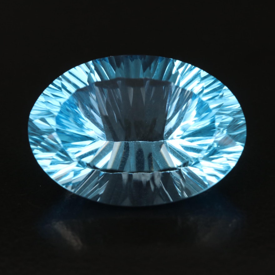 Loose 32.46 CT Oval Fantasy Faceted Swiss Blue Topaz