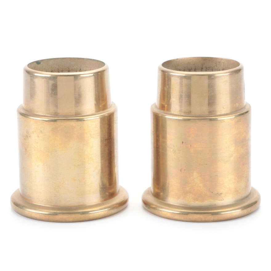 Brass Trench Art Candle Holders