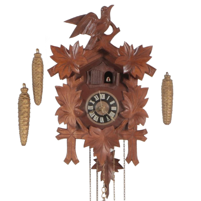 German HandCarved Wood Pendulum Cuckoo Clock EBTH