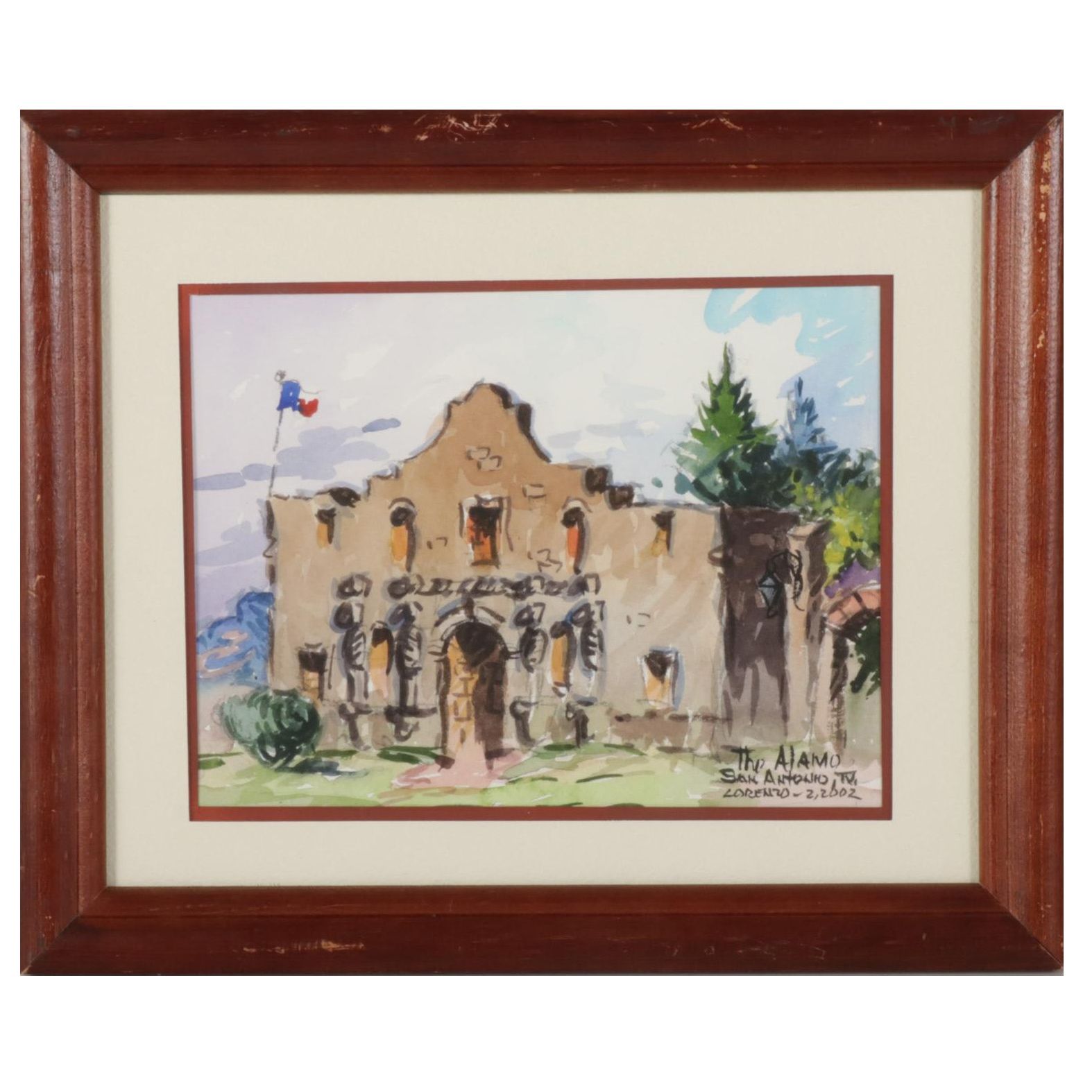 Lorenzo Castañeda Watercolor Painting "The Alamo, San Antonio, TX ...