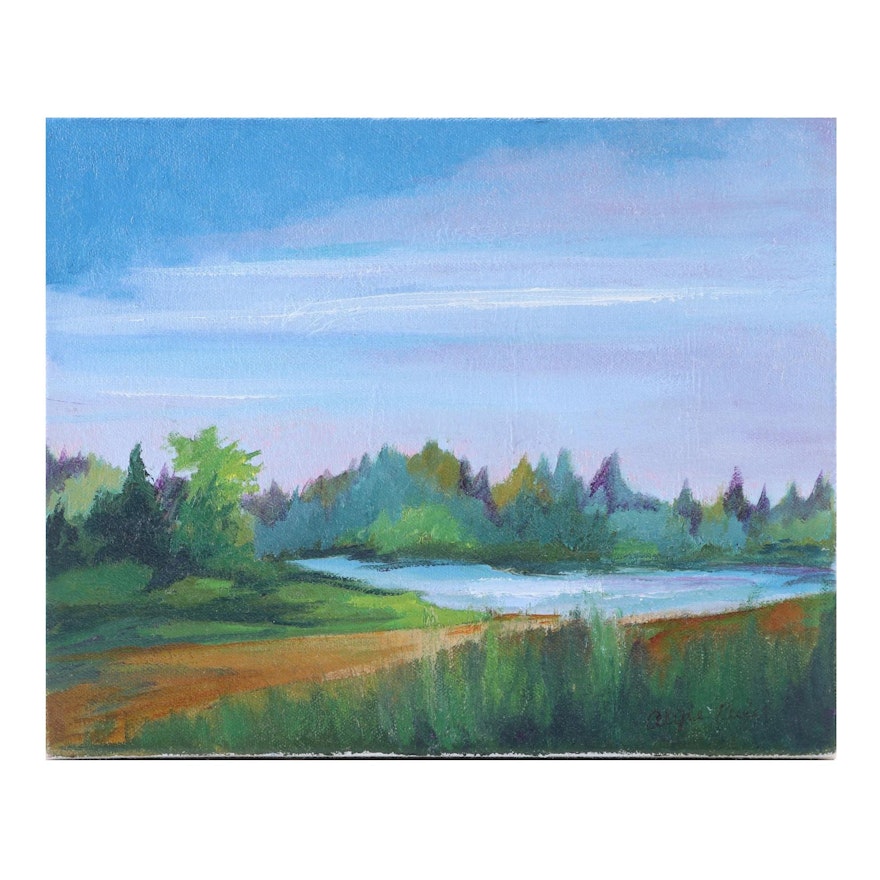 Alyce Peifer Landscape Oil Painting "Merrill Lake Sanctuary"