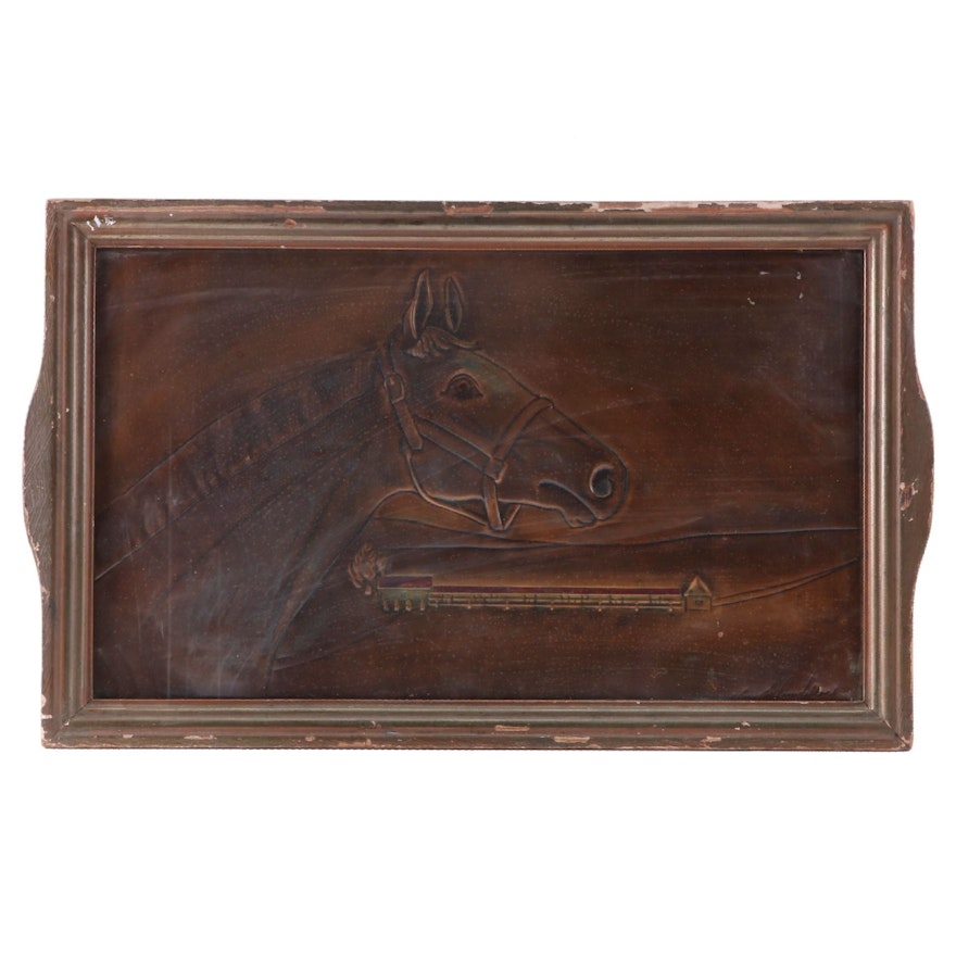Henry W. Longfellow Copper Relief of Horse, Mid-20th Century