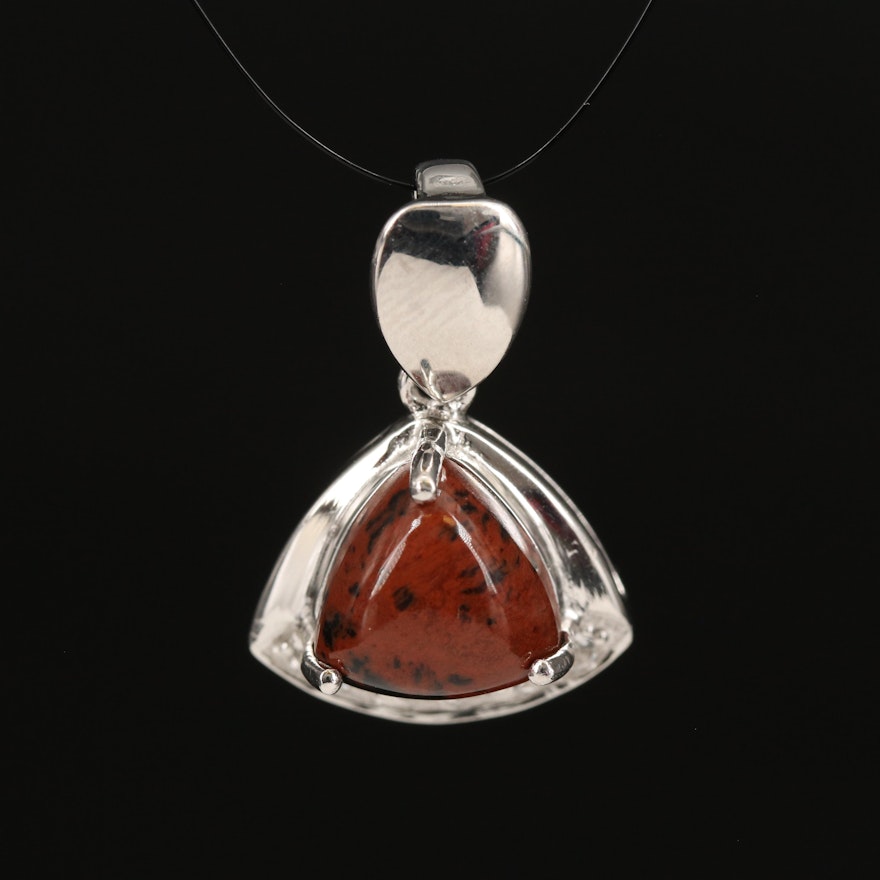 Sterling Mahogany Obsidian and Topaz Triangle Pendant