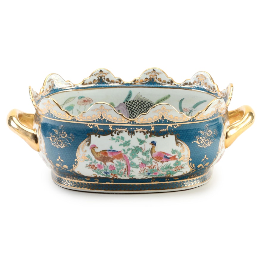 Chinese Porcelain Monteith Edge Foot Bath Planter