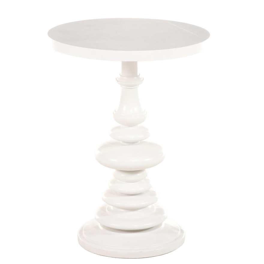 White-Painted Pedestal Side Table