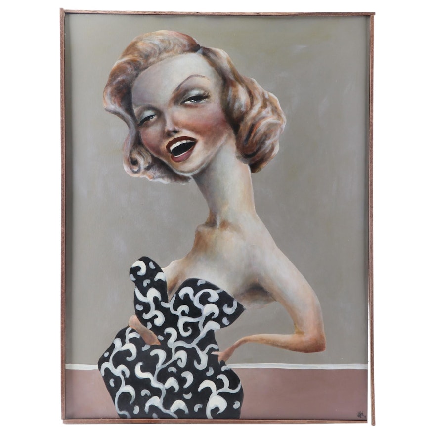 Aaron Wooten Acrylic Painting "Marilyn in the Evening," 2014