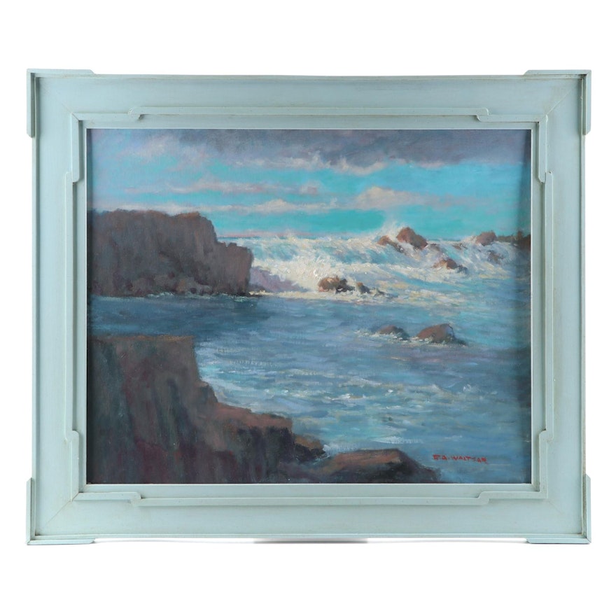 Robert Waltsak Seascape Oil Painting, Late 20th Century