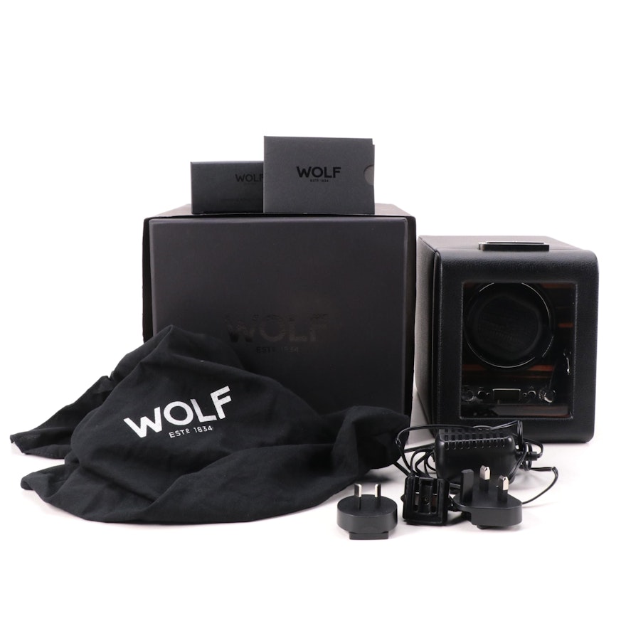 Wolf "Module 2.7" Black Faux Leather Single Electric Watch Winder