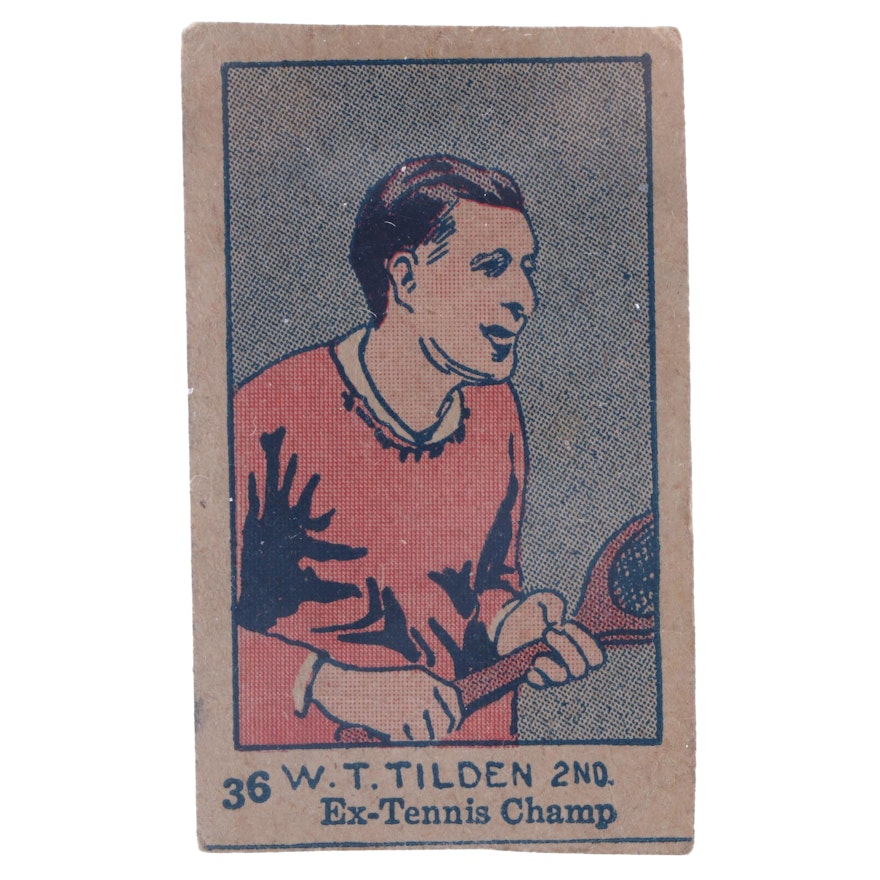 1920s W.T. "Bill" Tilden "W550" #36 "Ex-Tennis Champ" Hand-Cut Strip Card