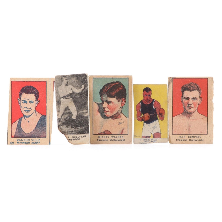 1920s Sullivan, Walker, Villa, Dempsey, Sullivan, and Wills Boxing Strip Cards