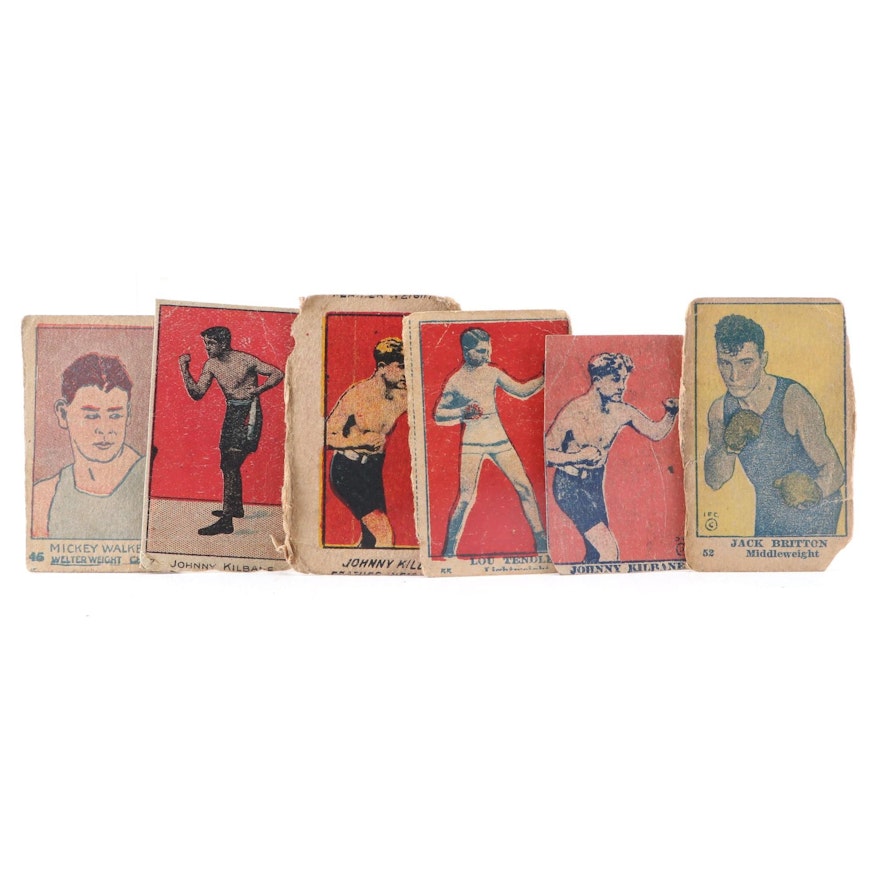 1920s Britton, Kilbane, Tendler, and Mickey Walker Boxing Strip Cards