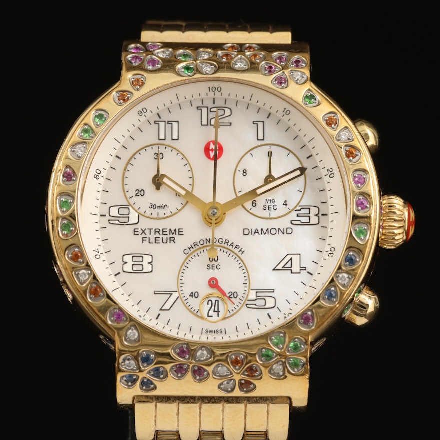 Michele Extreme Fleur Diamond Chronograph Wristwatch