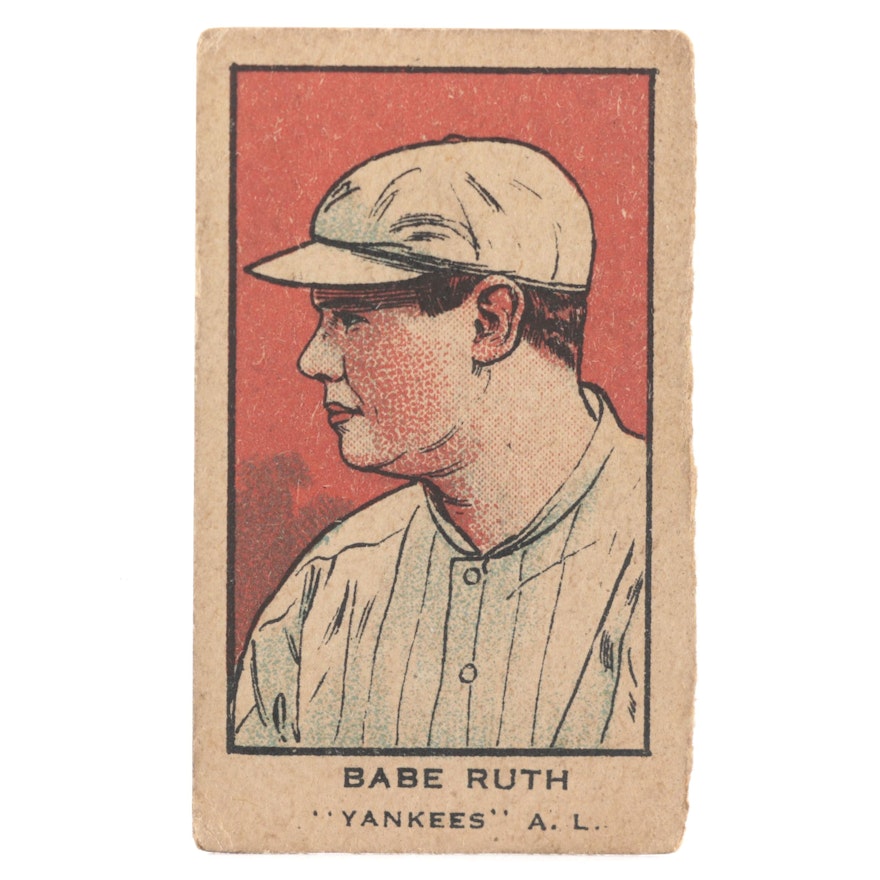 1921 Babe Ruth "W551" "Yankees A.L." Hand-Cut Baseball Strip Card