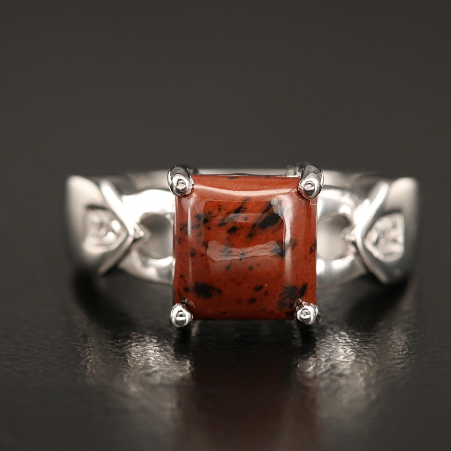 Sterling Mahogany Obsidian and Topaz Ring