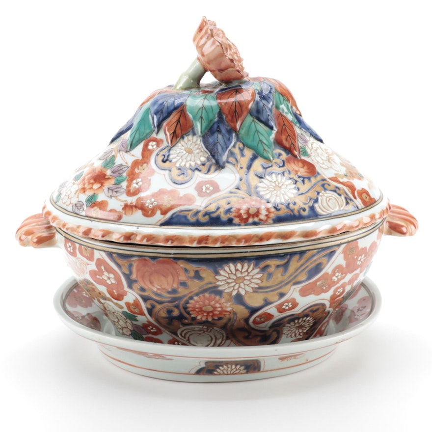 Chinese Imari Porcelain Covered Tureen and Underplate
