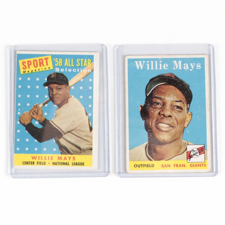 1958 Willie Mays #5 and "Sport Magazine" All-Star Selection #486 Baseball Cards