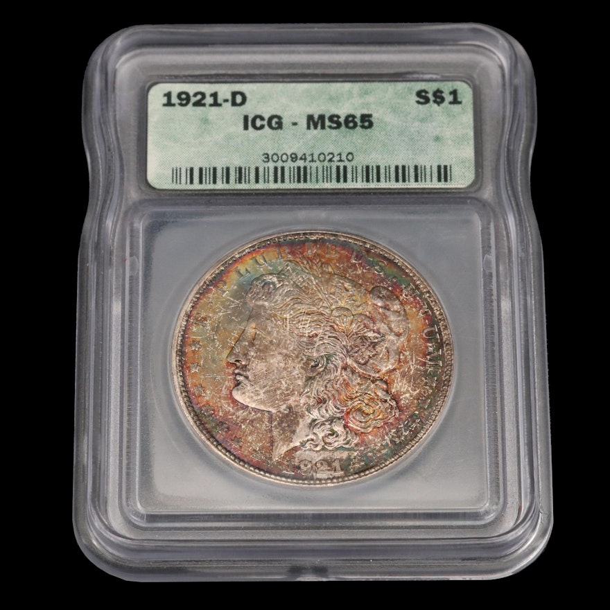 ICG MS65 1921-D Morgan Silver Dollar