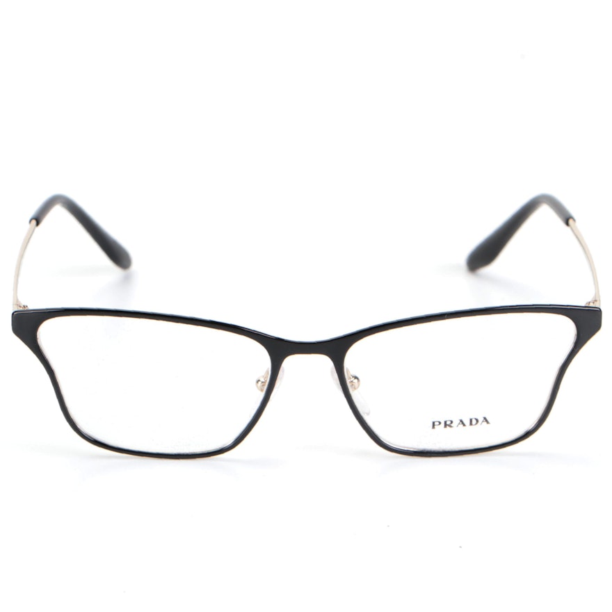 Prada VPR 60X Black Modified Cat Eye Eyeglasses with Case