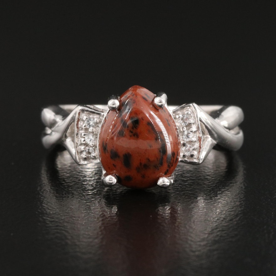 Sterling Mahogany Obsidian and White Topaz Ring