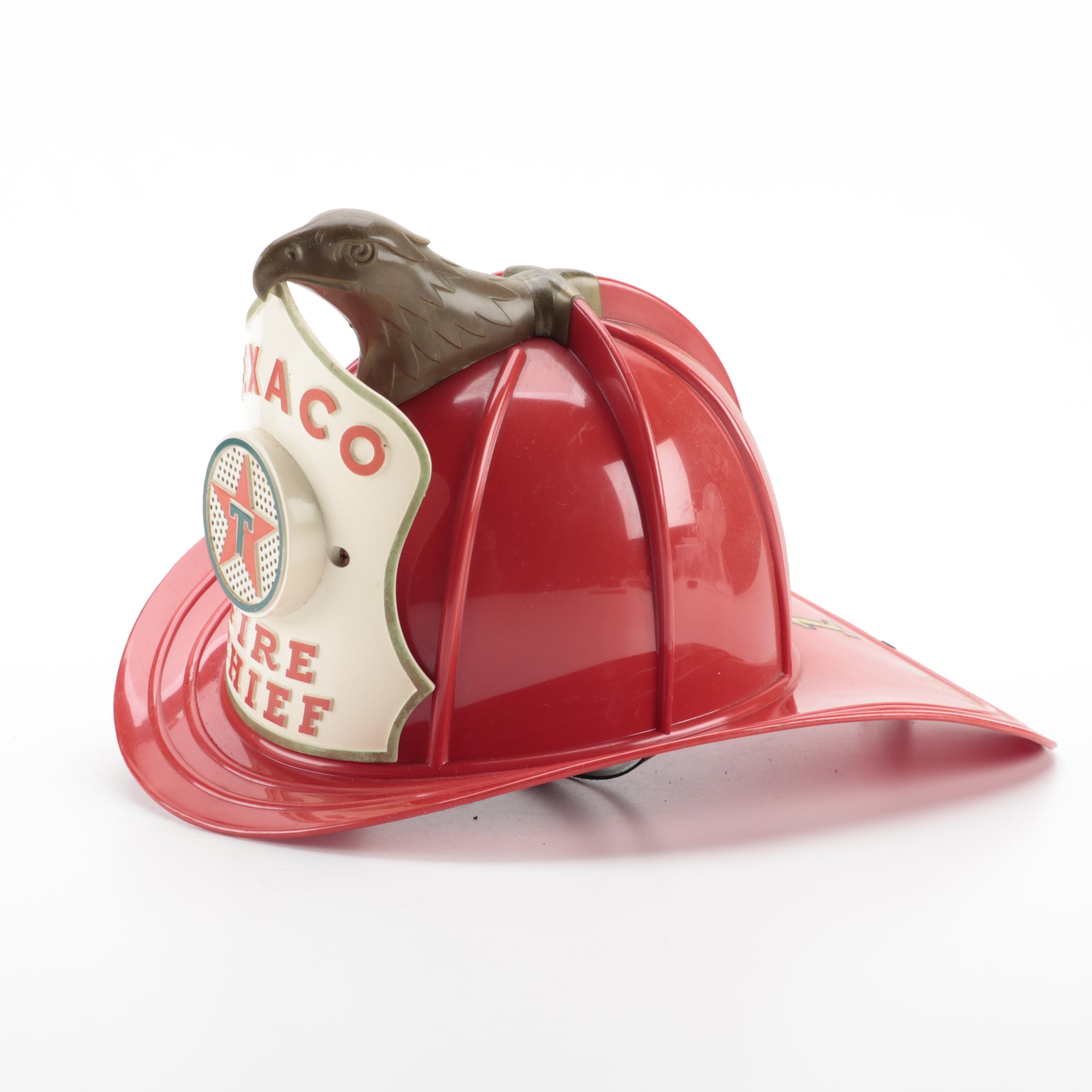 Texaco Fire Chief Helmet with Jim Beam Fire Truck Decanter, Mid20th Century EBTH