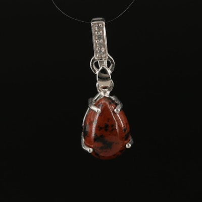 Sterling Silver Mahogany Obsidian and White Topaz Pendant