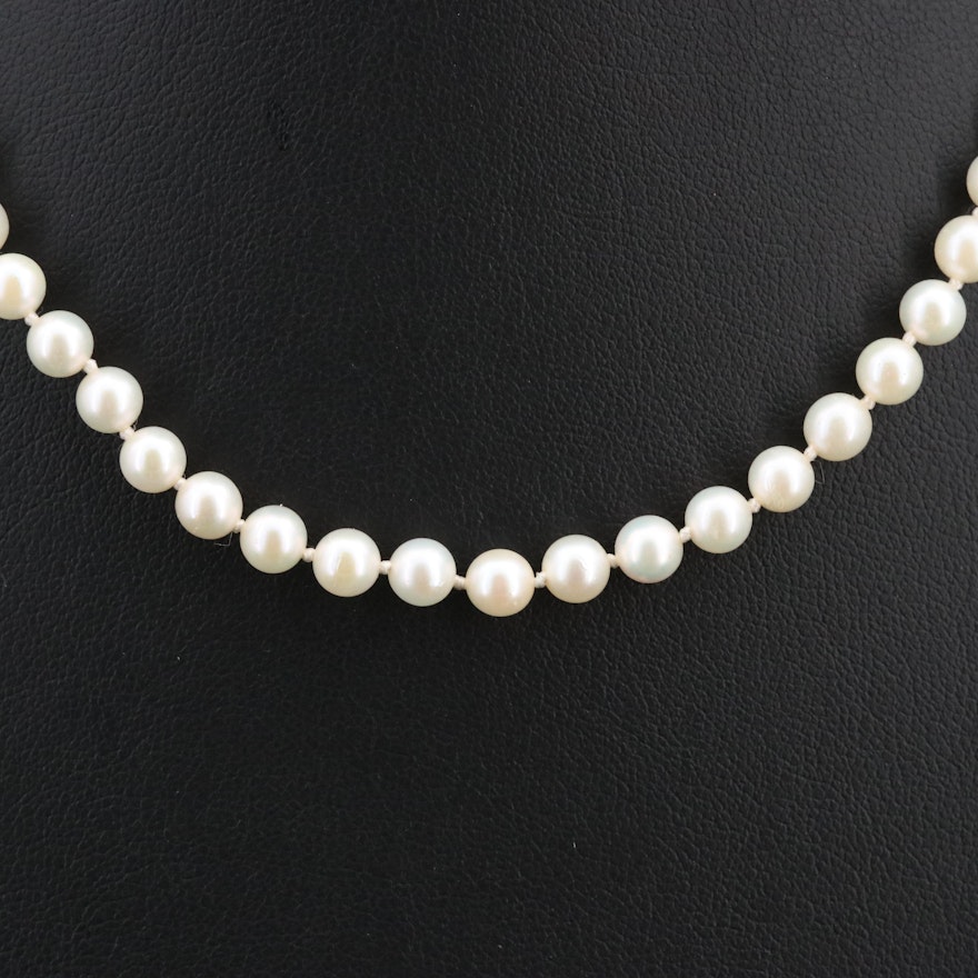 Near-Round Pearl Necklace with 10K Gold Clasp