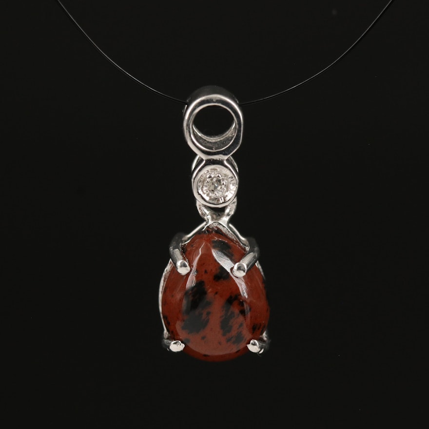 Sterling Silver Mahogany Obsidian and Topaz Pendant