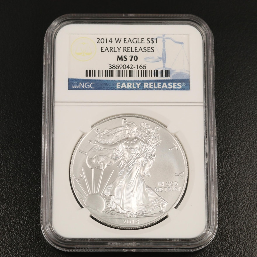NGC MS70 2014-W $1 Silver American Eagle Bullion Coin