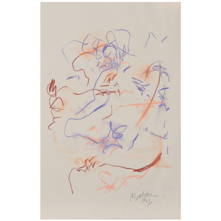 Nicholas Barbieri Abstract Pastel Drawing, 1983