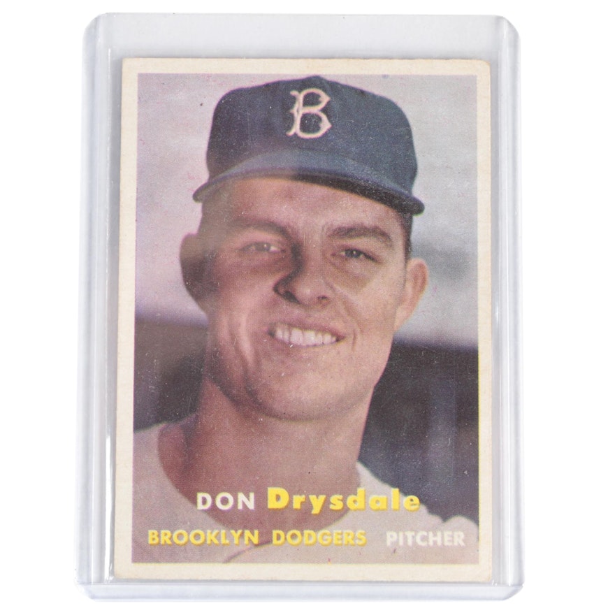 1957 Don Drysdale Topps #18 Brooklyn Dodgers Rookie Baseball Card