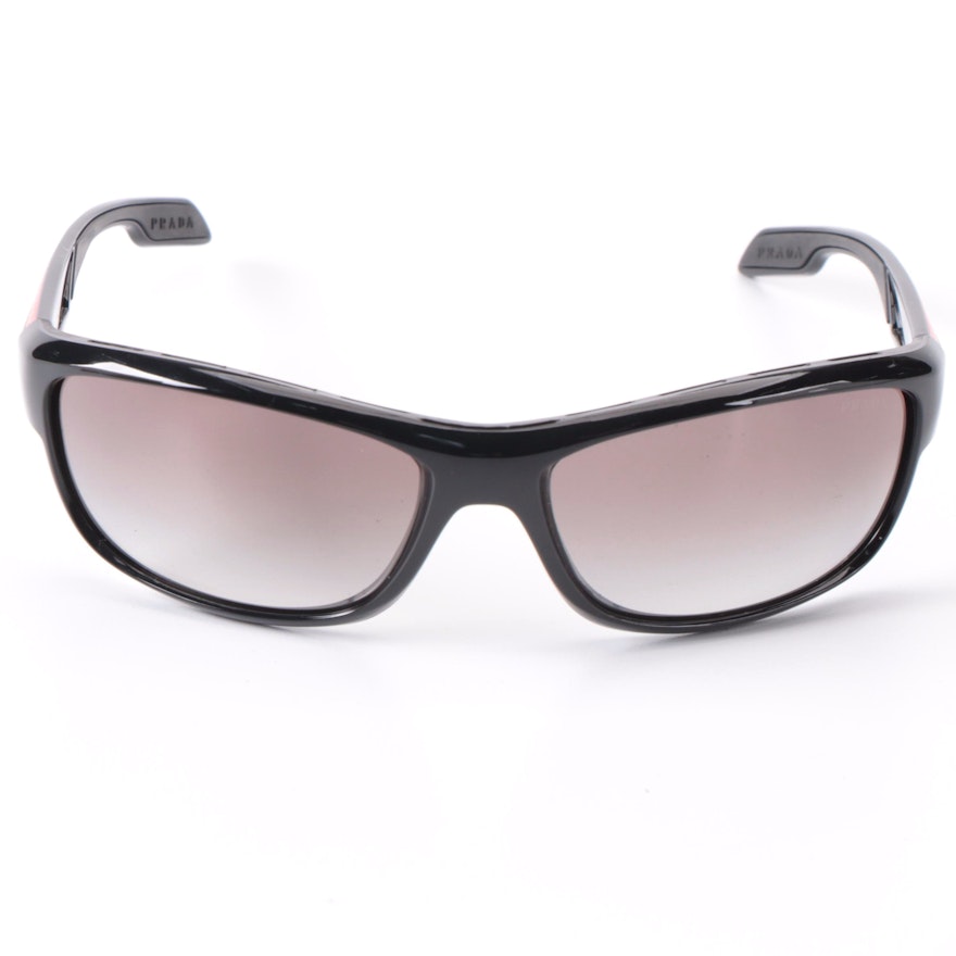 Prada Linea Rossa SPS 13U Sunglasses in Black with Soft Case and Box
