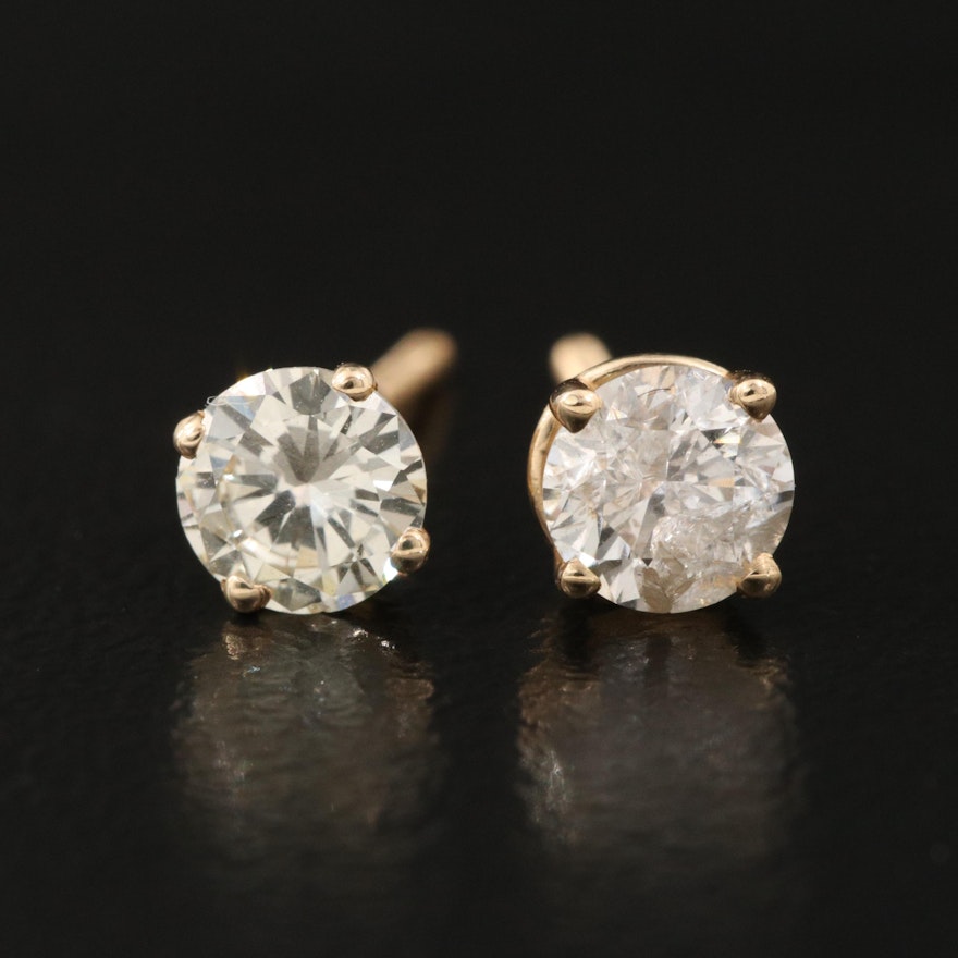 14K Gold 0.68 CTW Diamond Stud Earrings