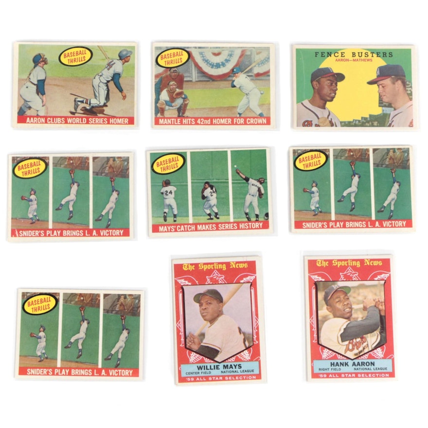 1959 Mays, Aaron, Mantle, and Snider Topps Baseball Cards