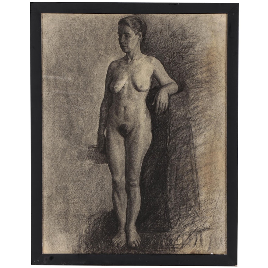 Elanor Colburn Charcoal Drawing of Standing Female Nude